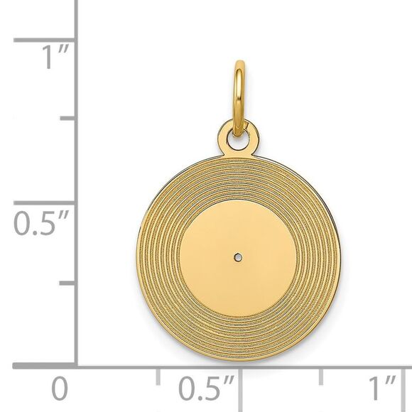 14k Yellow Gold Record Album Charm or Pendant, 16mm (5/8 inch)